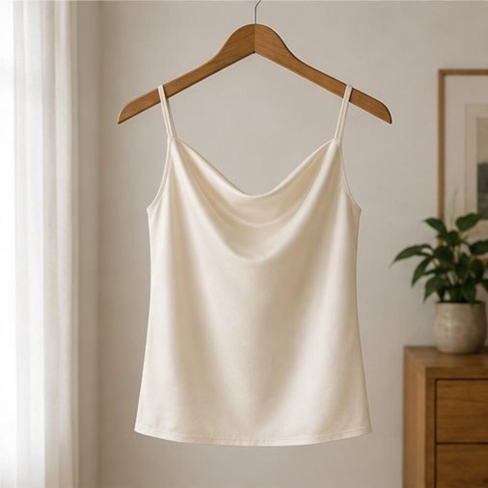 Cream Satin Cowl Neck Top